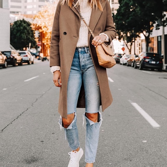 Women's Tan or Navy Coat - Picture 4 of 7